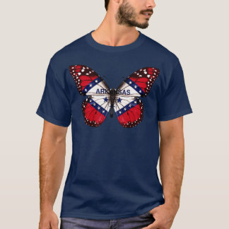 Camiseta Regalo de mariposa de bandera de Arkansas para ark