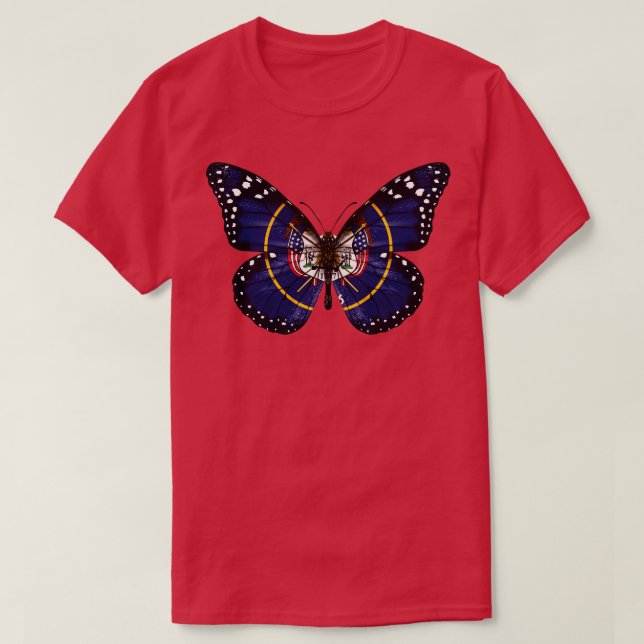 Camiseta Regalo de mariposa de bandera de Utah para Utahn d (Diseño del anverso)