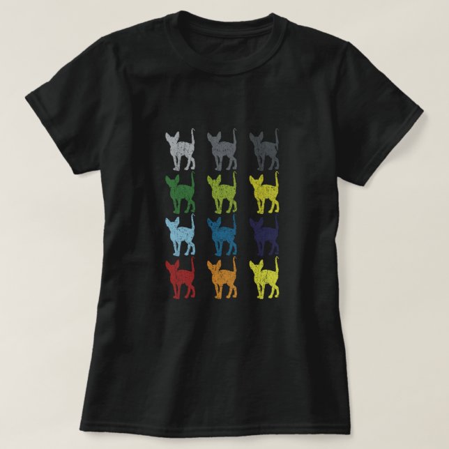 Camiseta Regalo de Mascota de gato retro de arte pop neón (Diseño del anverso)