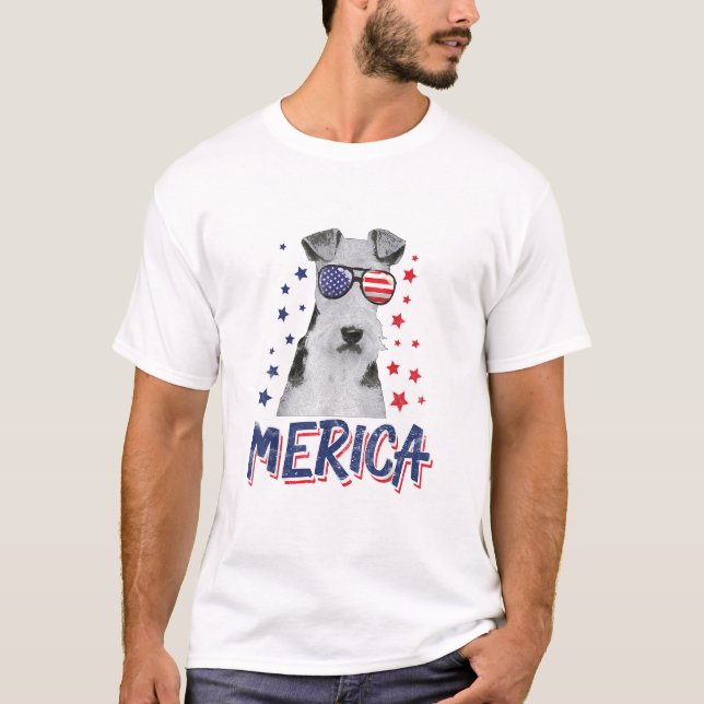Camiseta Regalo De Merica Wire Fox Terrier Dog 4 De Julio E (Anverso)