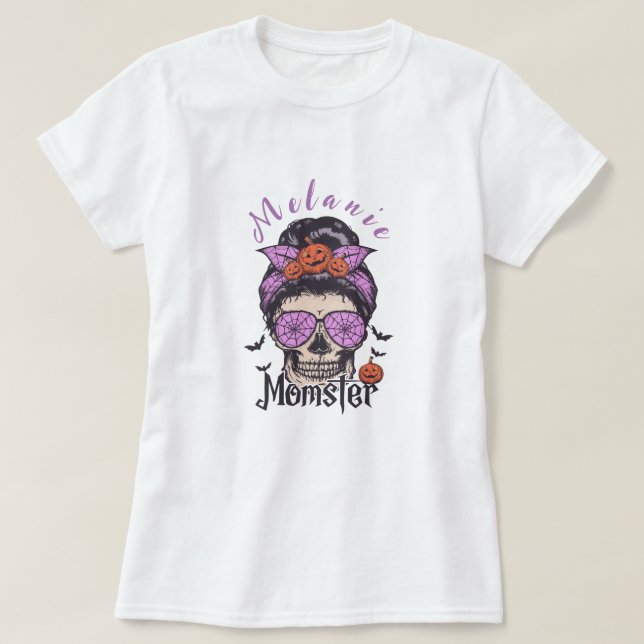 Camiseta Regalo de Momster Halloween para mamá (Diseño del anverso)