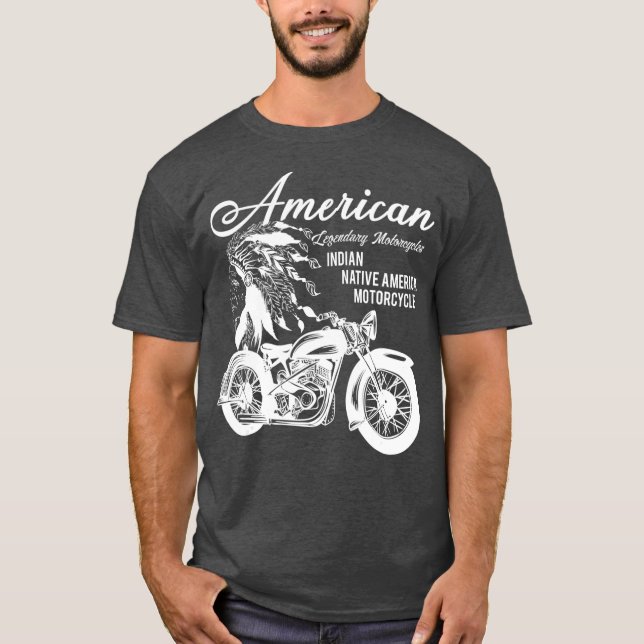 Camiseta Regalo de motocicleta de ciclismo nativo indio ame (Anverso)