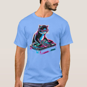 Camiseta Regalo de música de fiesta disco DJ gato retro div