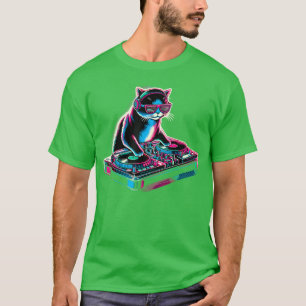 Camiseta Regalo de música de fiesta disco DJ gato retro div