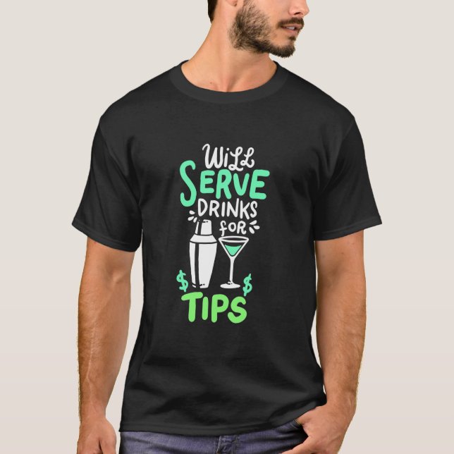 Camiseta Regalo de Navidad | Bartender Servirá Bebidas Para (Anverso)
