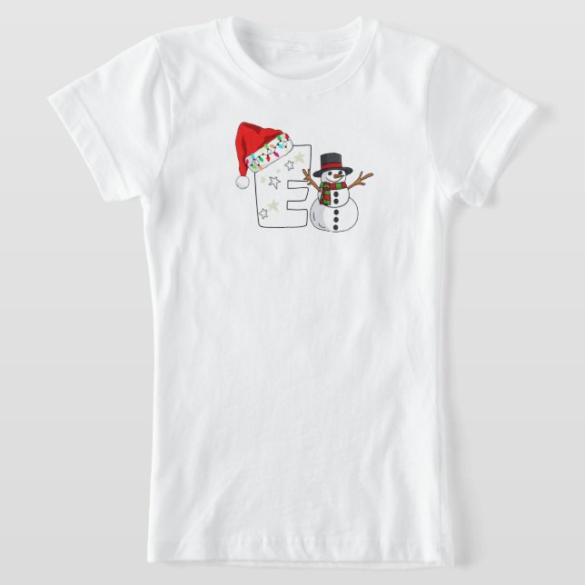 Camiseta Regalo de Navidad con letra E en blanco (Distribución)