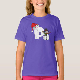 Camiseta Regalo de Navidad con letra p en blanco