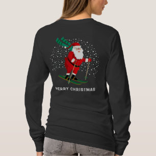 Camiseta Regalo de Navidad de Papá Noel Esquí Personalizado