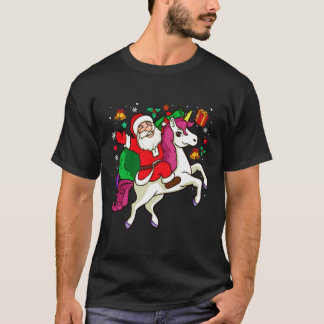 Camiseta Regalo de Navidad divertida de Santa Riding Unicor