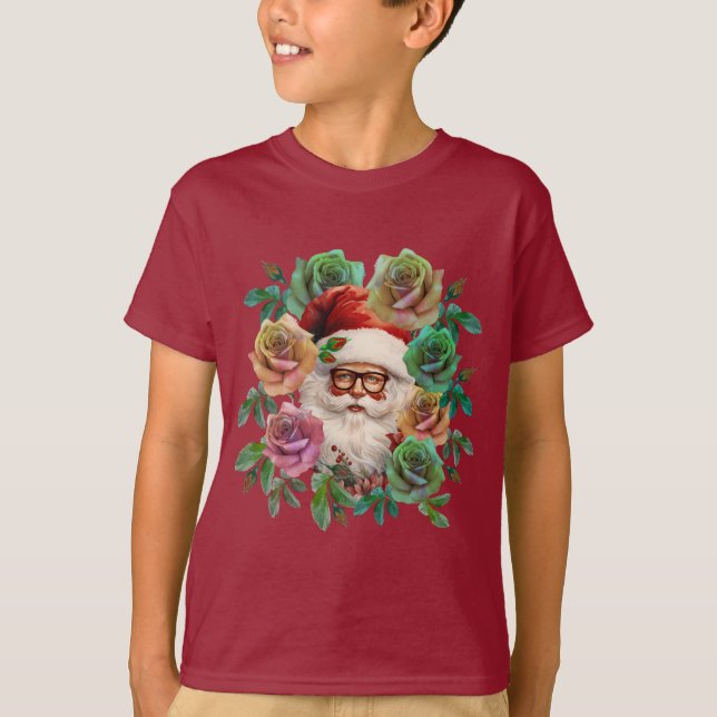 CAMISETA REGALO DE NAVIDAD FLORAL DE PAPÁ NOEL (Anverso)