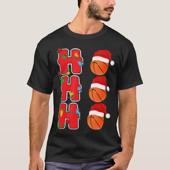 Camiseta Regalo de Navidades de baloncesto Ho-Ho-Ho Santa (Anverso)