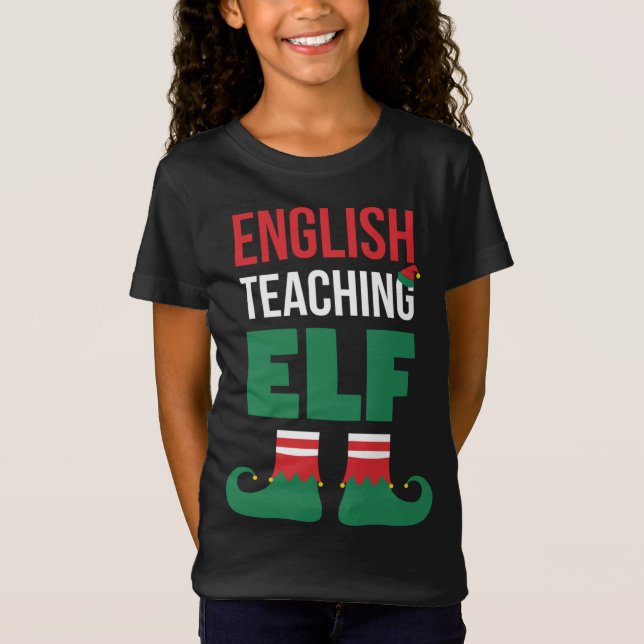 Camiseta Regalo de Navidades elf cute de inglés para inglés (Anverso)