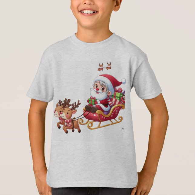 Camiseta Regalo de Navidades festivos de Santa Sleigh Ride  (Anverso)