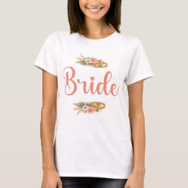 Camiseta Regalo de novia boho floral rosa elegante para la 