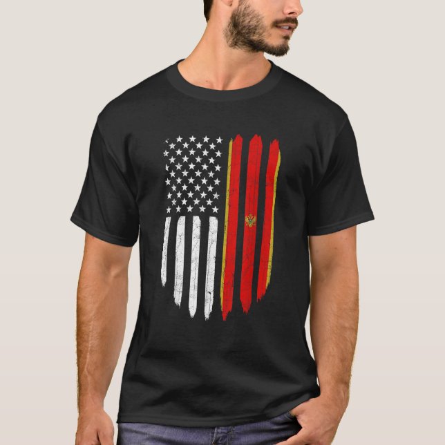 Camiseta Regalo de padre de raíz montenegrino de la bandera (Anverso)
