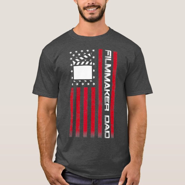 Camiseta Regalo de papá, cineasta de bandera de EE. UU. (Anverso)