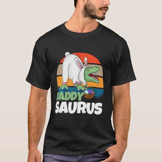 Camiseta Regalo de papa de conejo de dinosaurio de Pascua,  (Anverso)