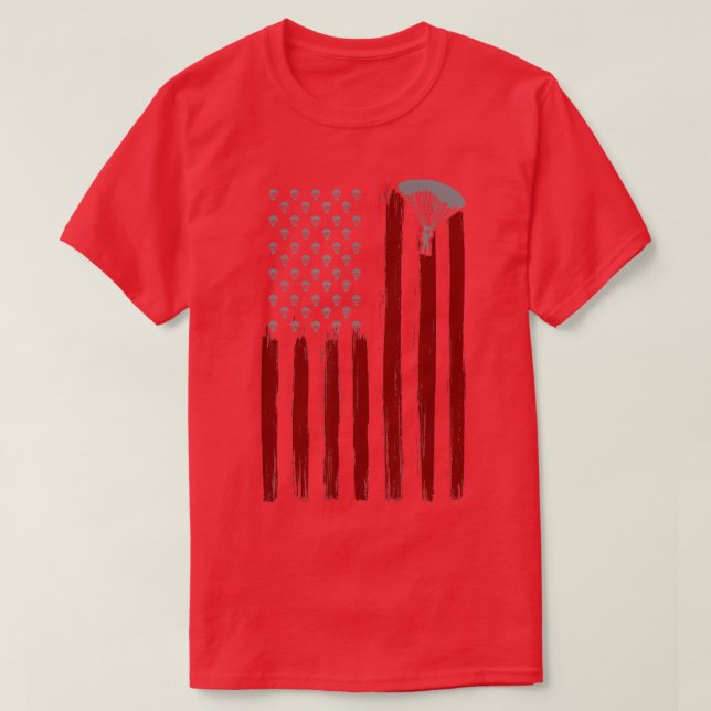 Camiseta Regalo de paracaídas con bandera estadounidense re (Diseño del anverso)