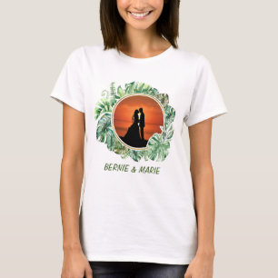 Camiseta Regalo de pareja floral verde elegante rústico