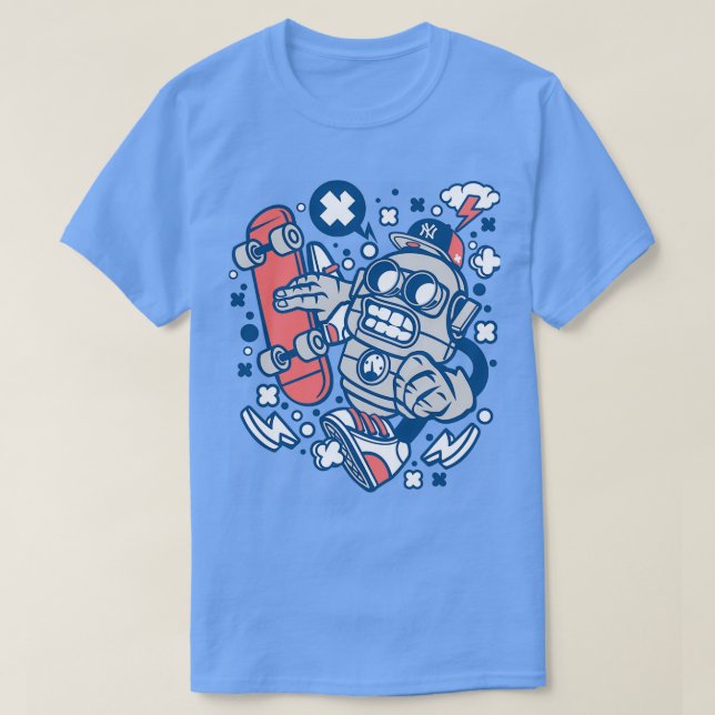 Camiseta Regalo de patineta Robot Skateboeard (Diseño del anverso)