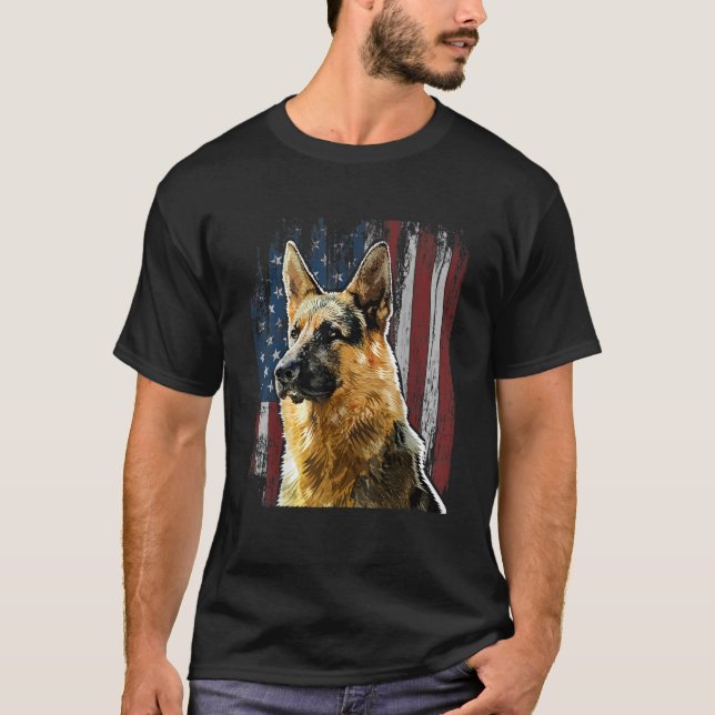 Camiseta Regalo de perro con bandera estadounidense patriot (Anverso)