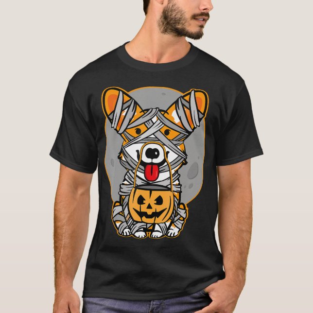Camiseta Regalo de perro | Corgi galés Mummy Cute Halloween (Anverso)