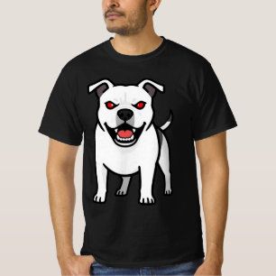 Camiseta Regalo de perro de dibujos animados Pitbull blanco