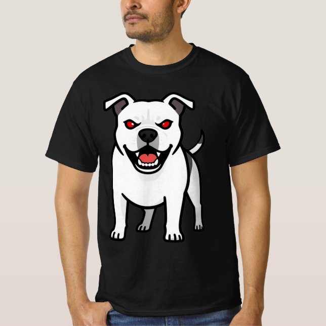 Camiseta Regalo de perro de dibujos animados Pitbull blanco (Anverso)