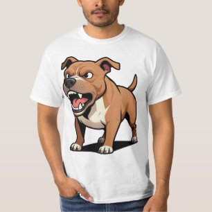 Camiseta Regalo de perro de dibujos animados Pitbull marrón