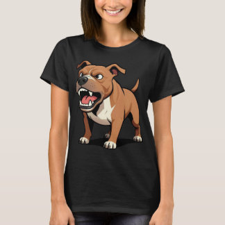 Camiseta Regalo de perro de dibujos animados Pitbull marrón