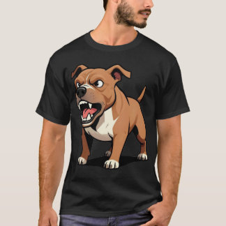 Camiseta Regalo de perro de dibujos animados Pitbull marrón