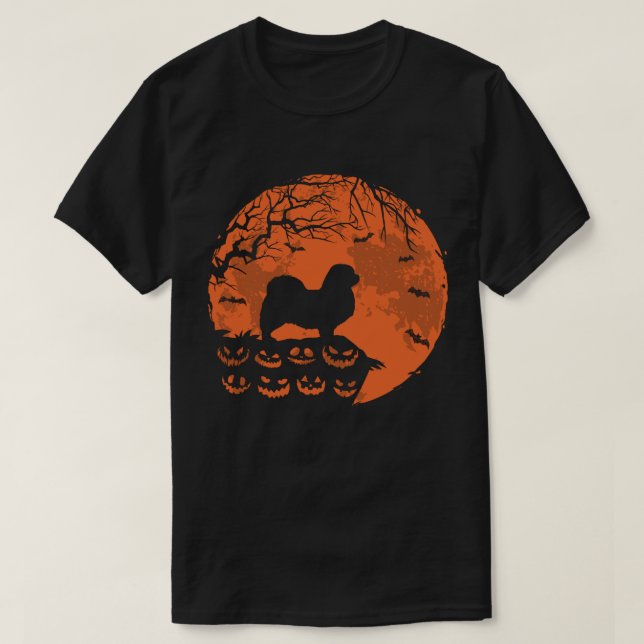 Camiseta Regalo de Perro de Halloween Tibetano y Luna (Diseño del anverso)