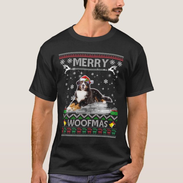 Camiseta Regalo de Perro de Montaña de Berna para Feliz Nav (Anverso)