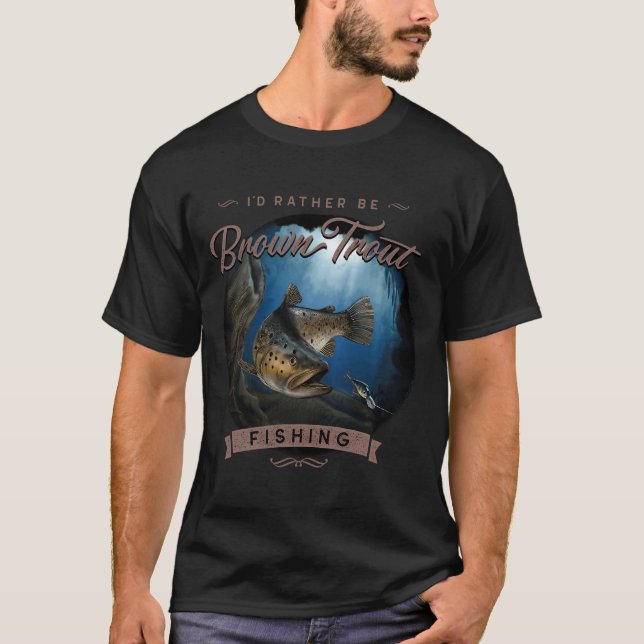 Camiseta Regalo de pesca con mosca de trucha marrón (Anverso)