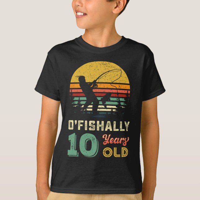 Camiseta Regalo de pesca de 10 años de antigüedad 10 Yo 10  (Anverso)