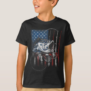 Camiseta Regalo de pescador vintage de bandera americana de