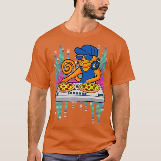 Camiseta Regalo De Pizza De Gato De DJ De Guay Para Hombres (Anverso)