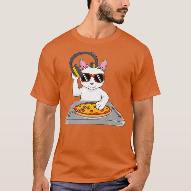 Camiseta Regalo De Pizza De Gato De DJ De Guay Para Hombres (Anverso)