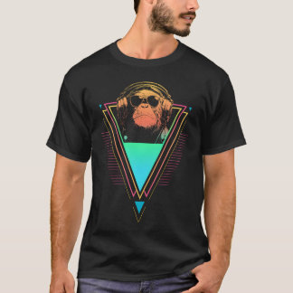 Camiseta Regalo de puesta de sol Chimpancé Vaporwave Synthw