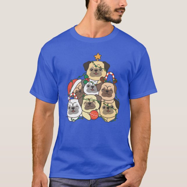 Camiseta Regalo de Pug Christmasree Funny Animal Navidad (Anverso)