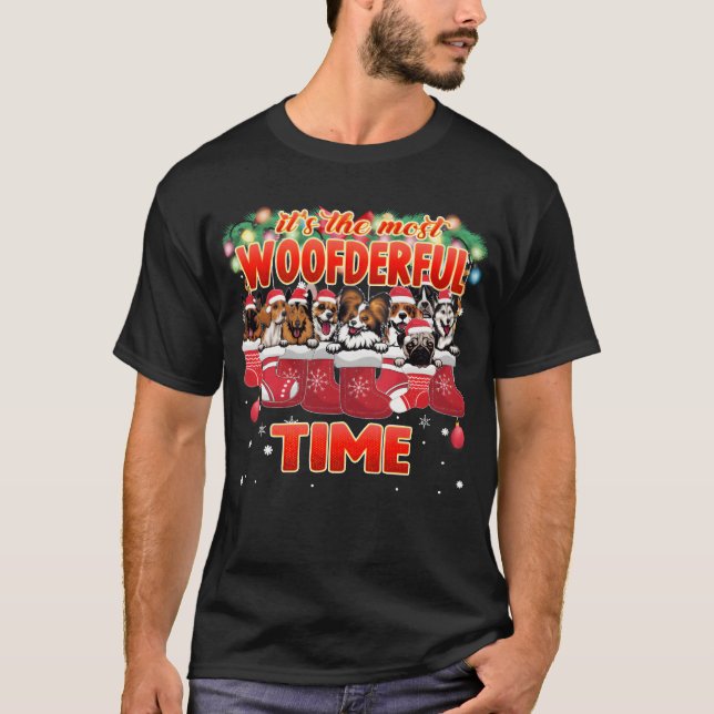 Camiseta Regalo de razas de perros dulces de Navidad Woofde (Anverso)