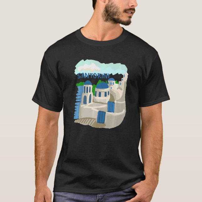 Camiseta Regalo de recuerdo de Santorini City Grecia para h (Anverso)