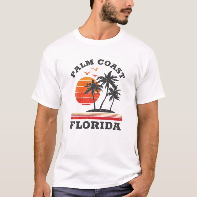 Camiseta Regalo de recuerdo retro de Palm Coast Florida (Anverso)