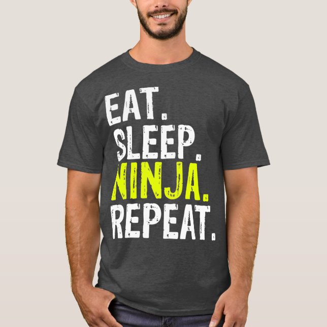 Camiseta Regalo de repetición Ninja de sueño de comer (2) (Anverso)