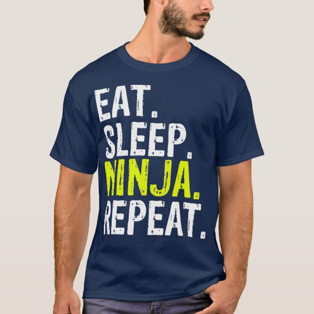Camiseta Regalo de repetición Ninja de sueño de comer (2) (Anverso)