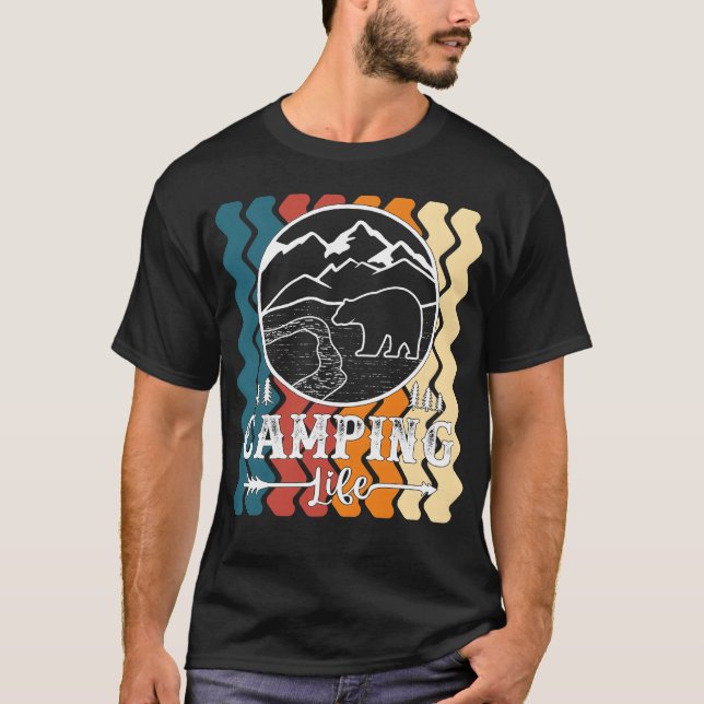 Camiseta regalo de ropa retro Camping Life (Anverso)