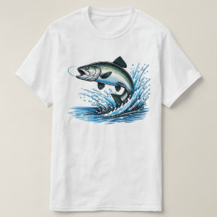 Camiseta Regalo de Salmón Saltando Salpicadura para Pescado