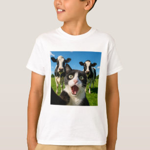 Camiseta Regalo de selfi de gato lindo y vaca