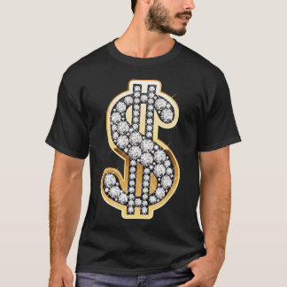 Camiseta Regalo de signo de dólar dorado con diamantes