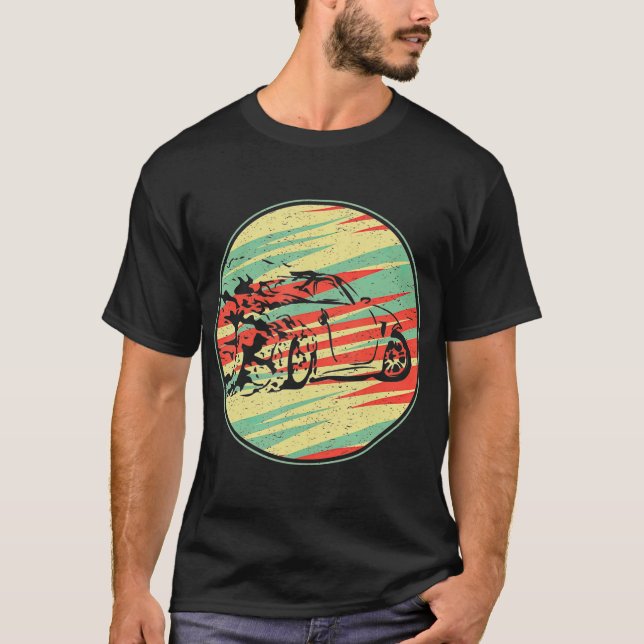 Camiseta Regalo de silueta de 70 de estilo retro de coche d (Anverso)